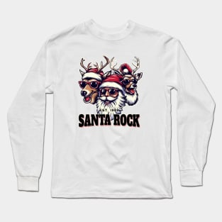 Print Design Christmas Santa Claus Rock Long Sleeve T-Shirt